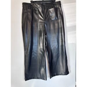 LOFT The Palmer Wide Leg Black Faux Leather Pants Women’s Size 16P